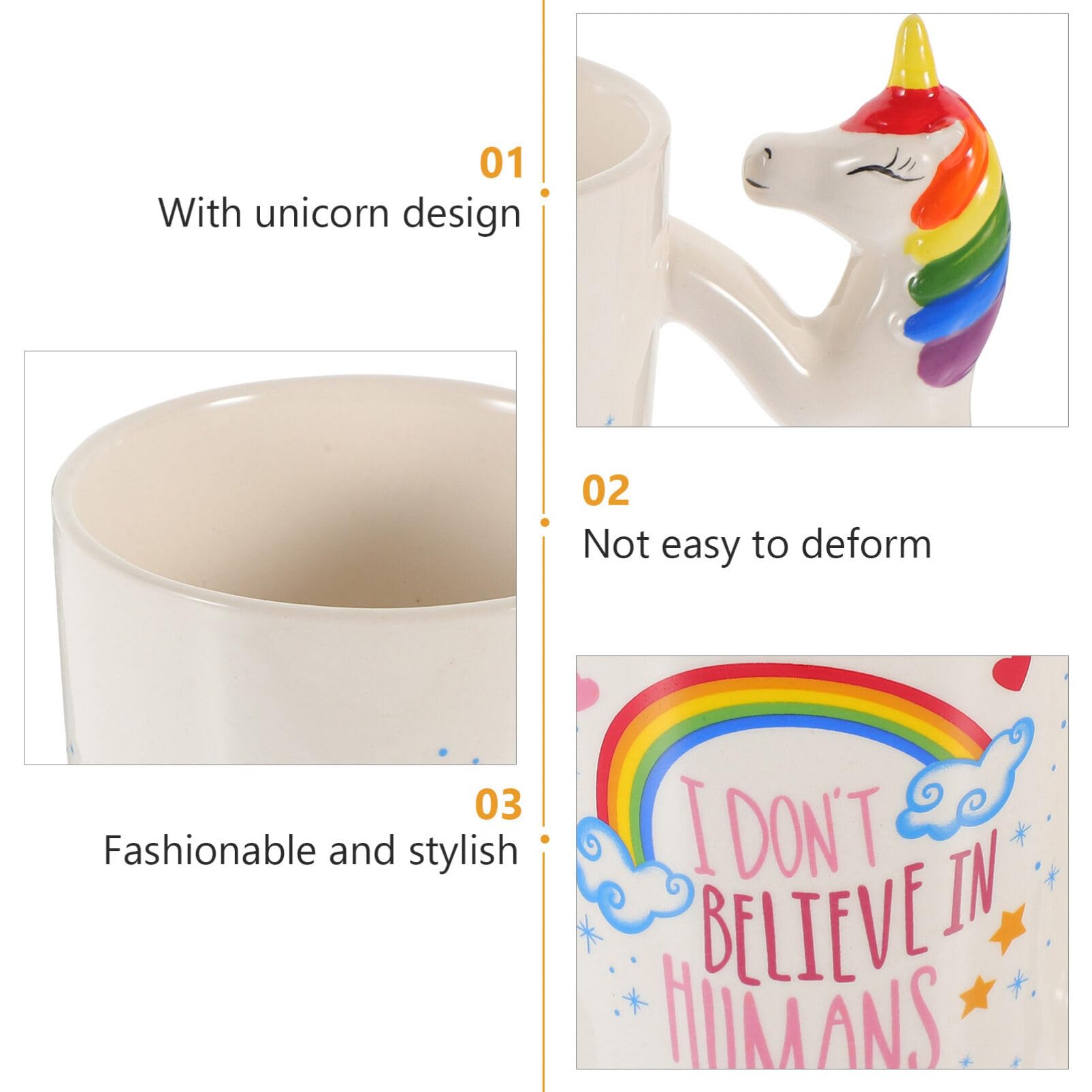 Hemoton 3D Unicorn Coffee Mug, 12Oz/350ml Cute Unicorn Ceramic Mug for and Adults (I dont Believe in Humans)